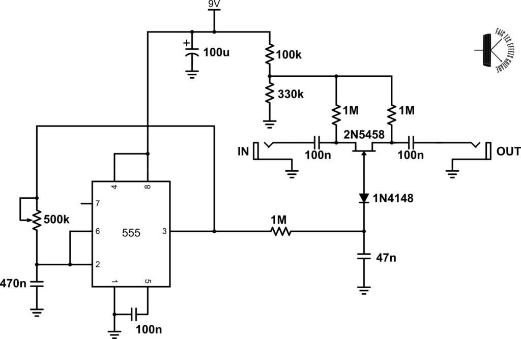 Schéma électrique du tremolo JFET